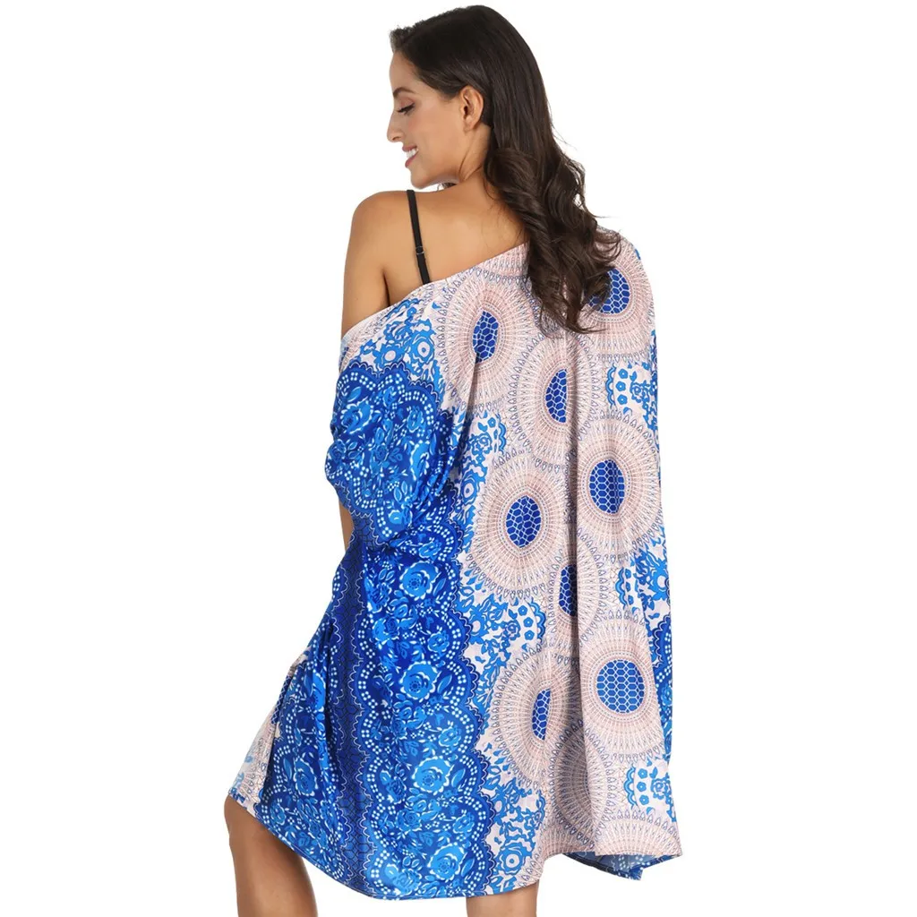 Feitong рубашка женская блузка с принтом шифоновая Солнцезащитная накидка бикини