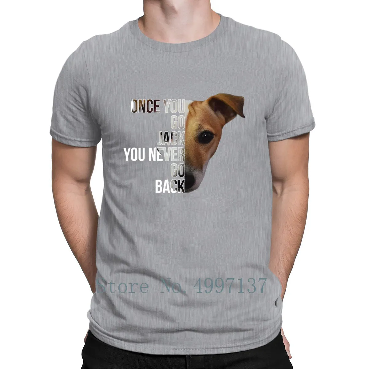 Футболка с надписью "Once You Go Jack Russell Terrier" Летняя футболка с короткими рукавами и круглым вырезом для всей семьи - Цвет: Gray