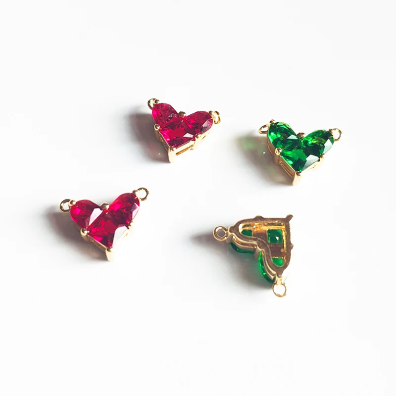 Золотой цвет квадратный CZ Циркон FUL сердце разъем талисманы для изготовления