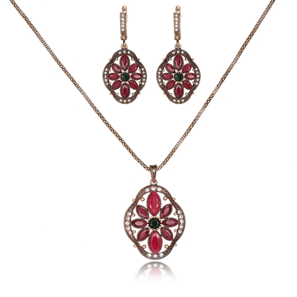 Разноцветный кристалл смолы цветок кулон ожерелье и Комплект сережек для женщин