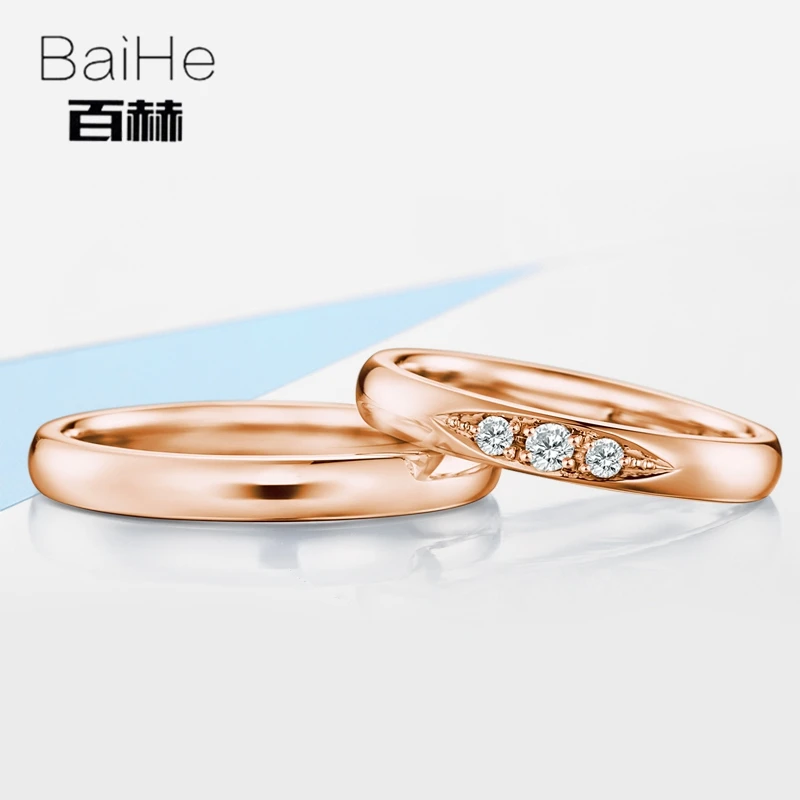 BAIHE Твердое 18K Белое Золото 0.15ct сертифицированное H/SI круглое подлинное