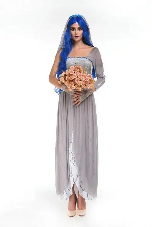 Новый страшный костюм белой невесты-мёртвеца с кровавым нарядом для Хэллоуина и маскарадной вечеринки.