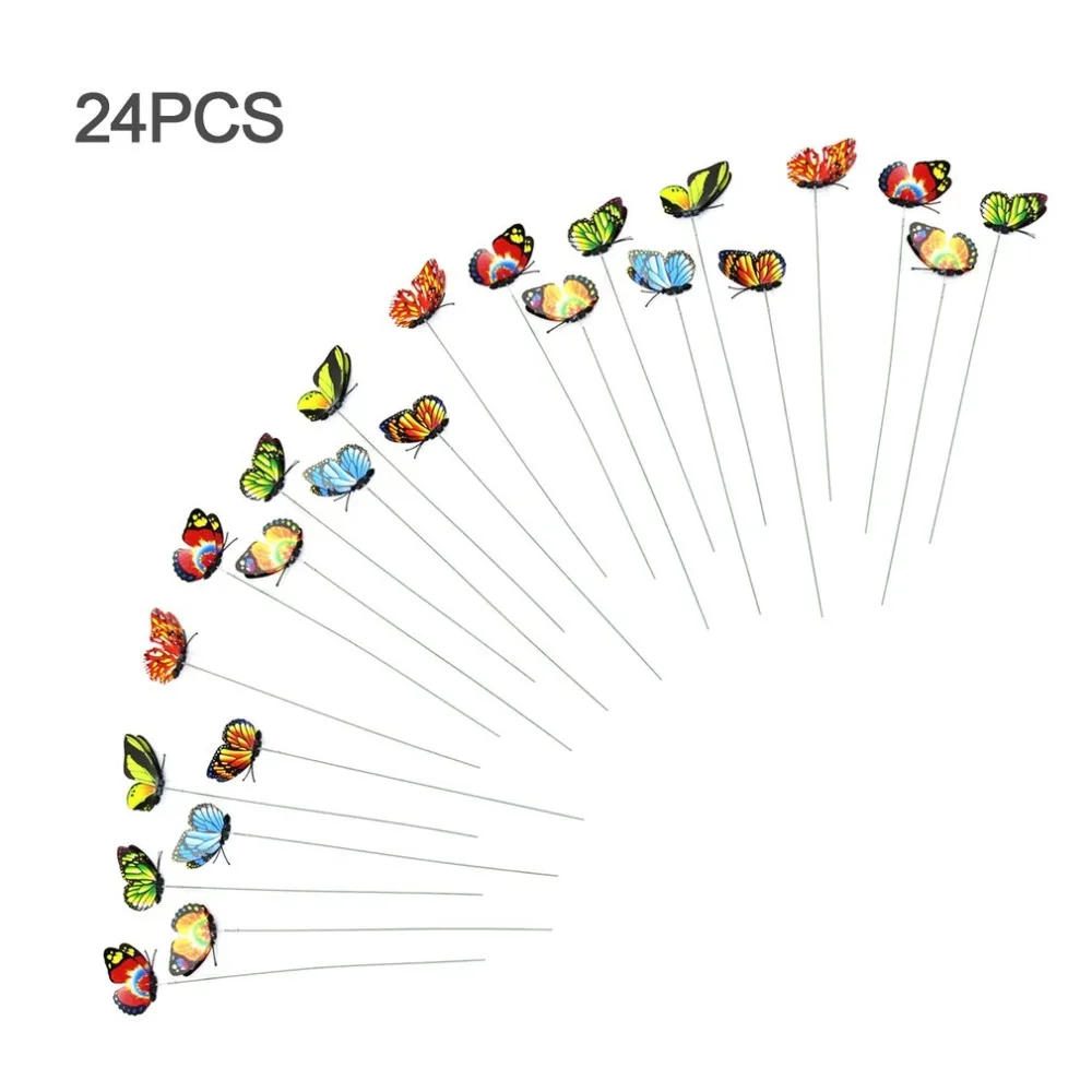 Шт. 24 шт. искусственная бабочка с палкой садовые украшения имитация бабочки Mariposas