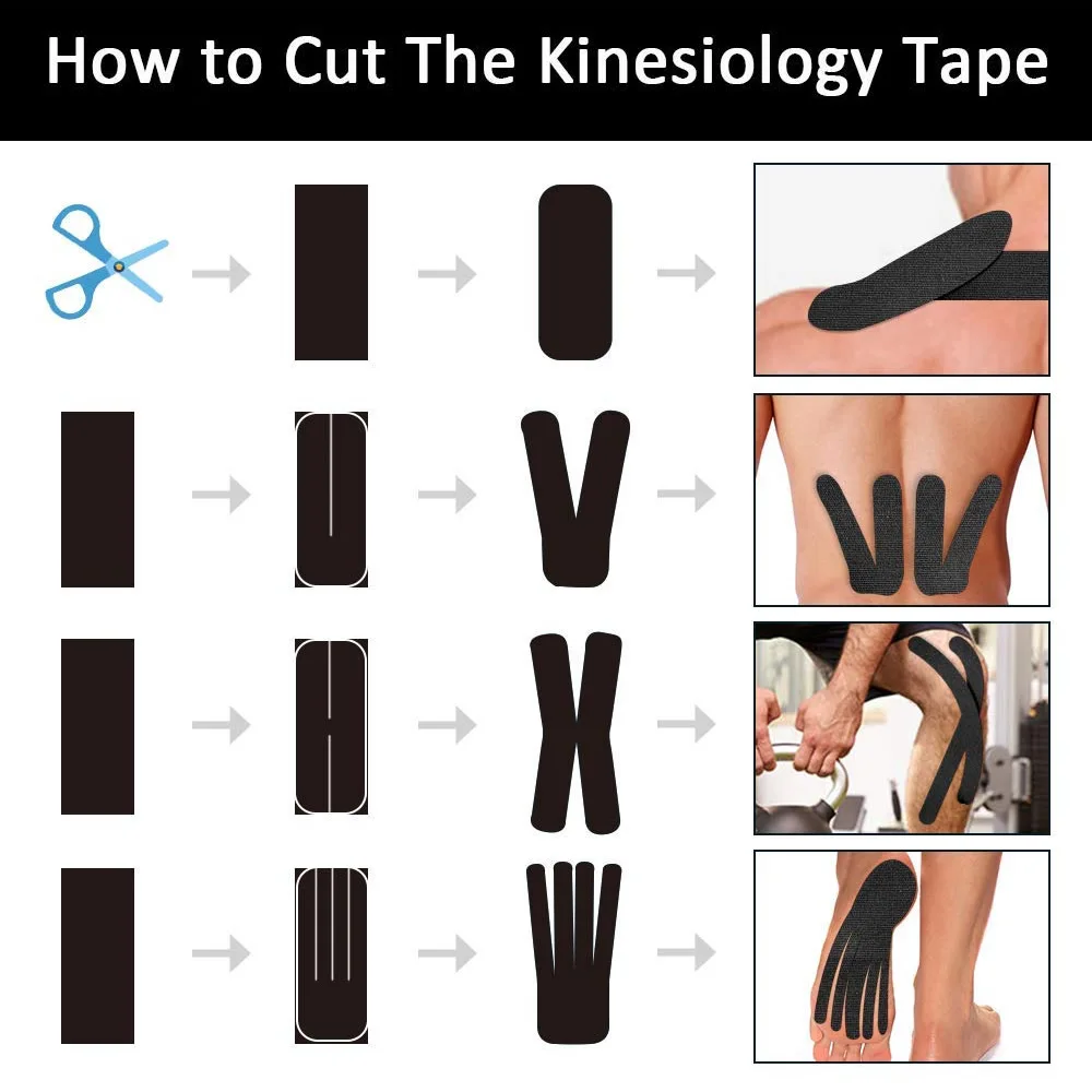 6 рулонов Водонепроницаемый из эластичного хлопка кинезиологии ленты клейкий