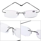 Новинка 2020, ультралегкие титановые очки для чтения, прямоугольные очки без оправы, оправа для очков, очки от + 1,0 до + 4,0