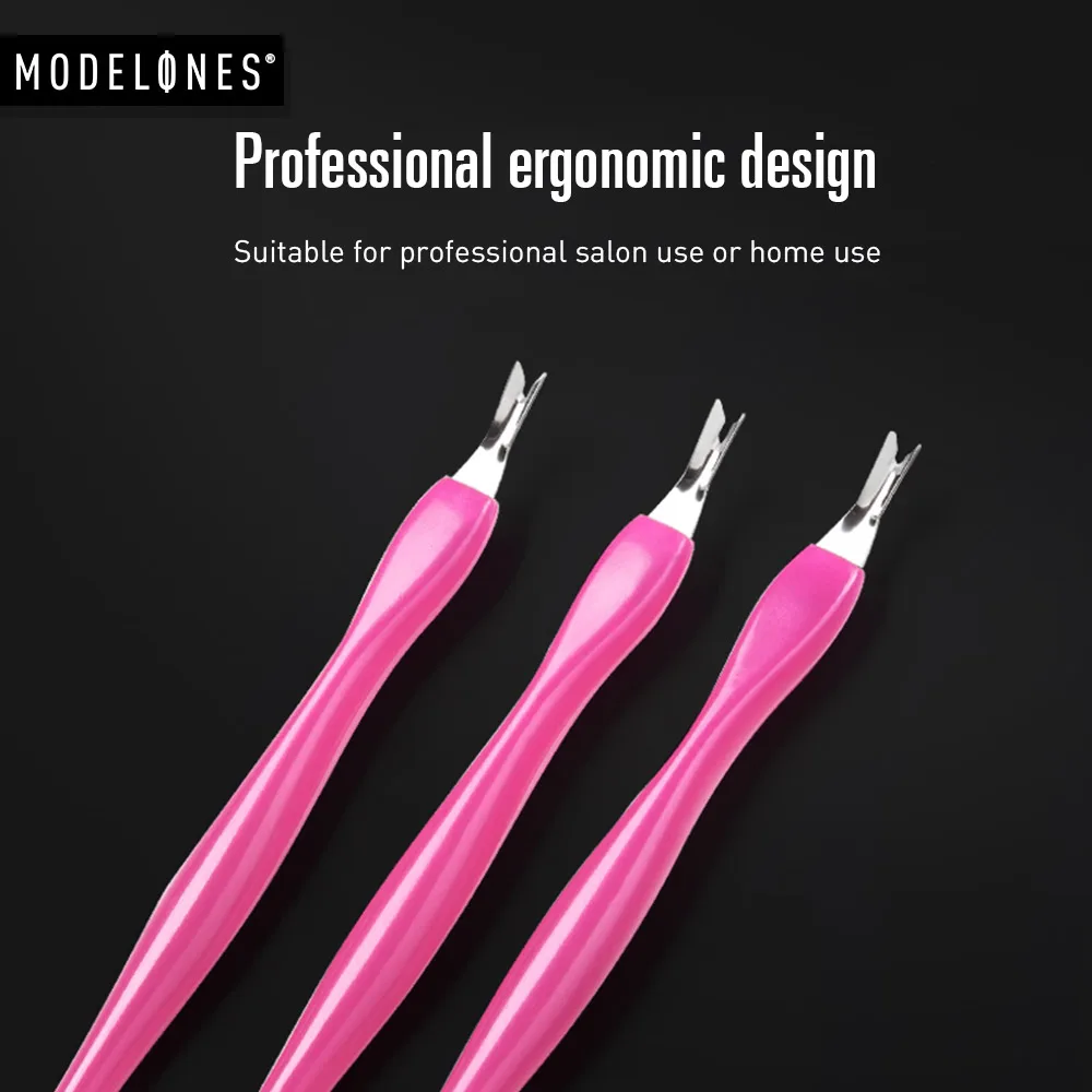 Modelones 3 шт. стальная Толкатель для кутикулы инструменты дизайна ногтей вилка