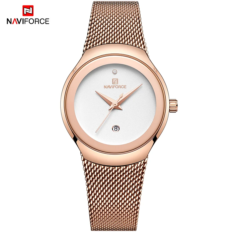 RGW NAVIFORCE модные брендовые женские часы роскошное платье кварцевые часы дамы полный стальной сетки водостойкие наручные часы Relogio Feminino - Цвет: RGW