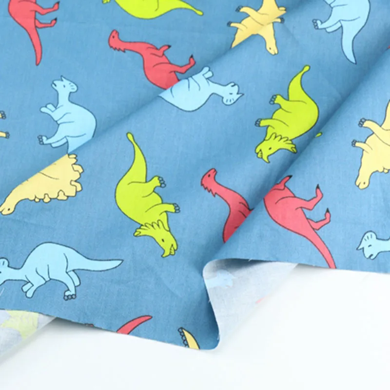 100% хлопковая ткань с принтом динозавра для шитья сделай сам стеганая одежда