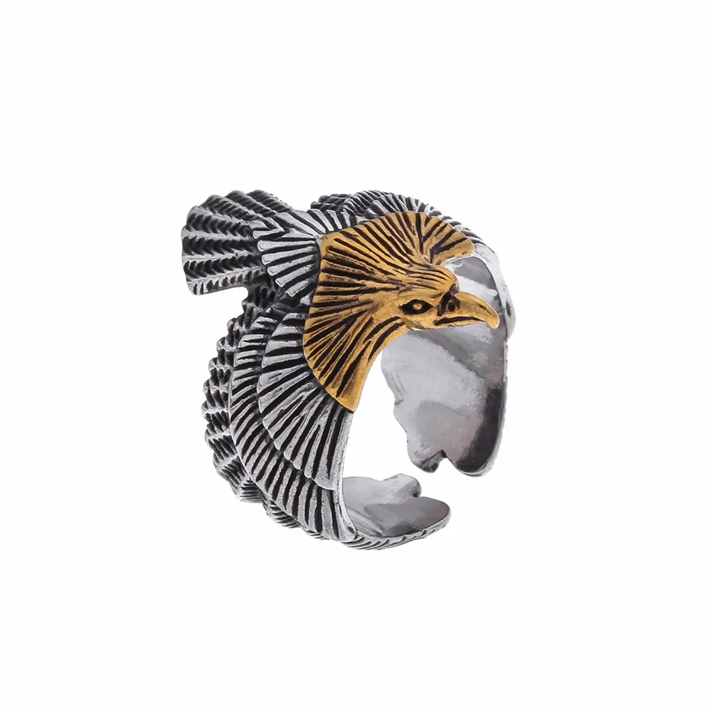 Lureme Винтажное кольцо из нержавеющей стали Hawk Eagle скульптура Skyhawk байкерское для