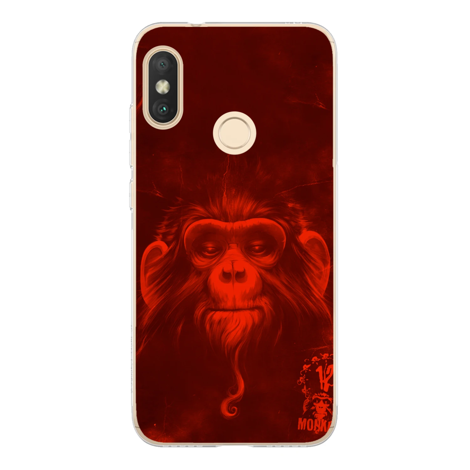 For Xiaomi Mi A2 Lite Case Cover 5.84&quot Soft TPU Silicone Popular Cool Mask Smoking Glasses Monkey Orangutan Painted Phone |