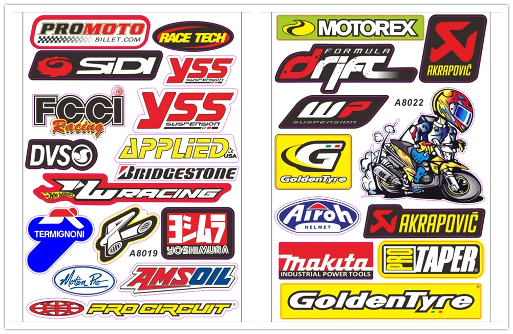 2 шт./лот A4 Размер Akrapovic Aral HRC глянцевая пленка наклейки для мотоцикла велосипеда автомобиля блок Скутер забавные наклейки водонепроницаемый ПВХ - Цвет: 4