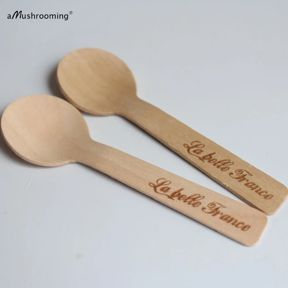 Индивидуальные десертные ложки для мороженого круглые мини гравировка имени на