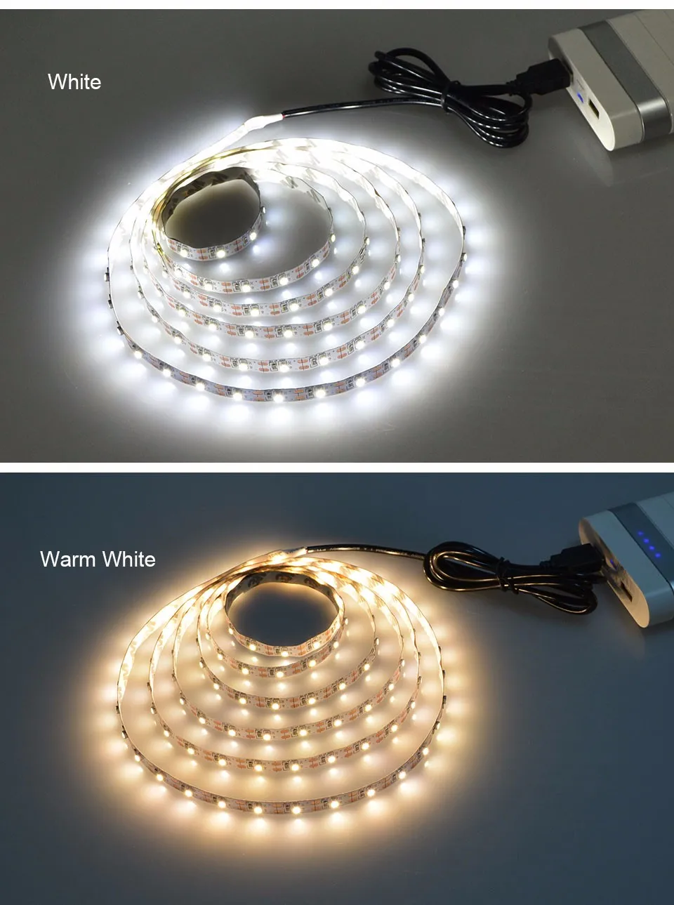 1 шт. SMD 3528/5050 DC 5 В USB источник питания Декор RGB Светодиодная лента светильник лента 50 см 1 м 2 м лента белый/теплый белый/RGB