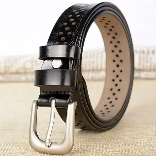 ZW213A2Black Женские ремни на талию, черный пояс с отверстиями, женский ремень, бренд, модные женские ремни из натуральной кожи, роскошные женские новые ZW213 - Цвет: ZW213A2Black