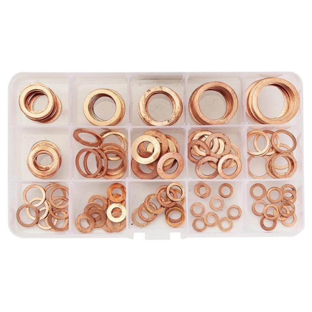 TULANAUTO 150pcs Solid Copper Washers Sump Plug Assorted Washer Set Gasket |