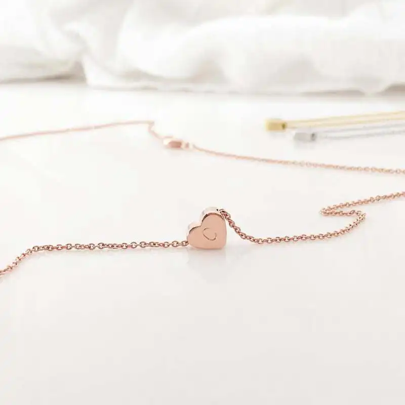 (26Pcs) Heart Necklace A-Z Love Initial Letters for Mom Baby Girl Hand Stamped Capital Letter | Украшения и аксессуары