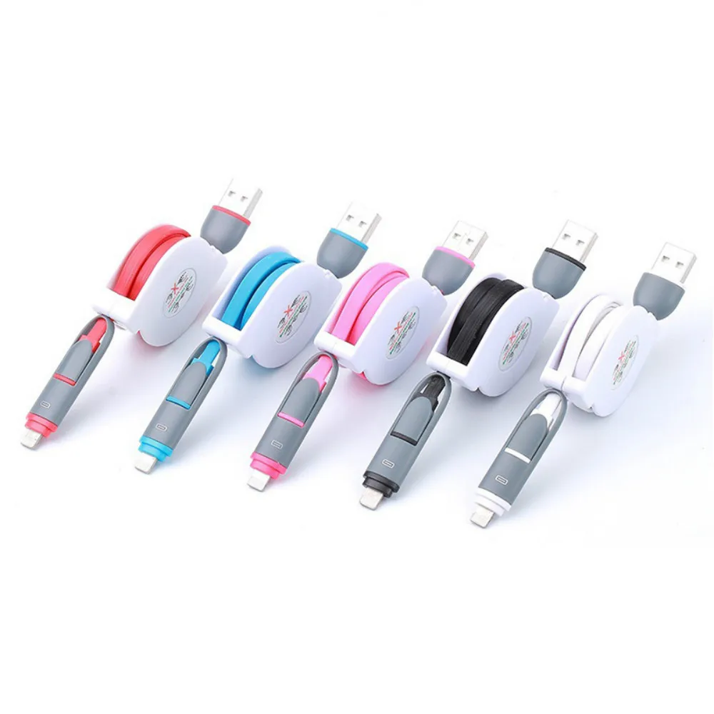 2 в 1 Выдвижной 2а USB кабель для зарядки для iPhone X XR XS max 8 7 IOS 12 микро Android кабель для передачи данных для samsung huawei P20