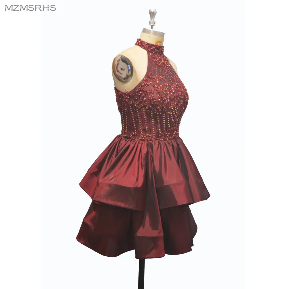 Ajax 2017 vestido de formatura зеленые платья из тафты с бисером и кристаллами короткие