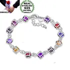 OMHXZJ, оптовая продажа, индивидуальный Модный женский подарок для вечевечерние в офисе, серебряная цепочка из искусственного циркония, браслет из стерлингового серебра 925 пробы, BR31