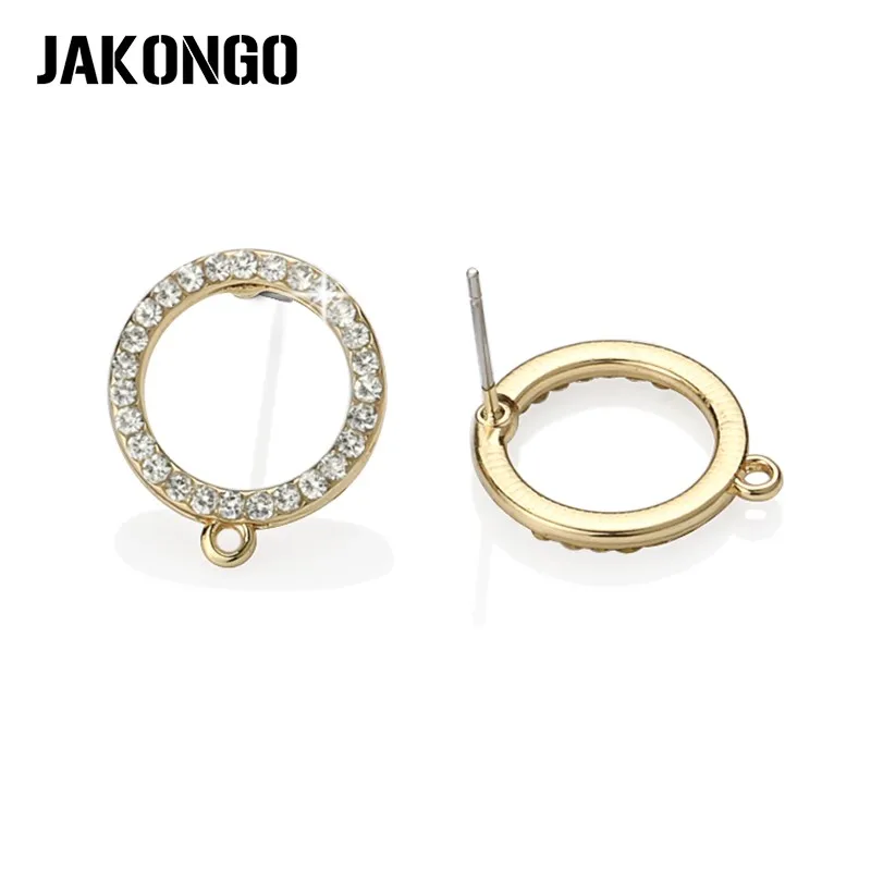 

JAKONGO Golden Color Round Crystal Earring Base Connectors For Making DIY Earring Handmade Accessories Earring Hook 18*16mm 4pcs