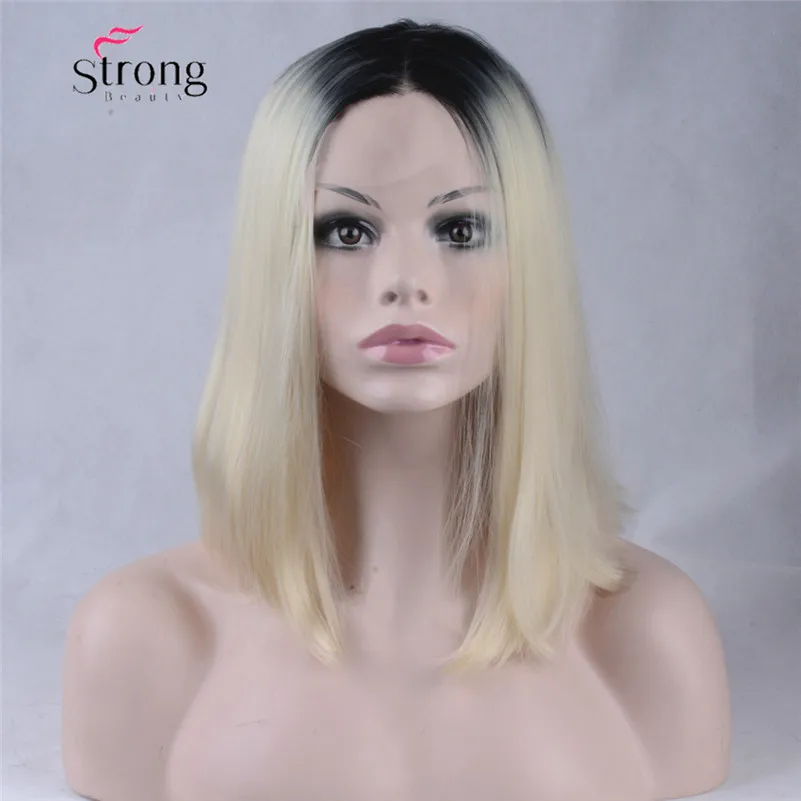 StrongBeauty синтетический парик на кружеве назад к зеленым бирюзовым бесклеевым Омбре Тон Цвет короткий боб волосы парики термостойкие