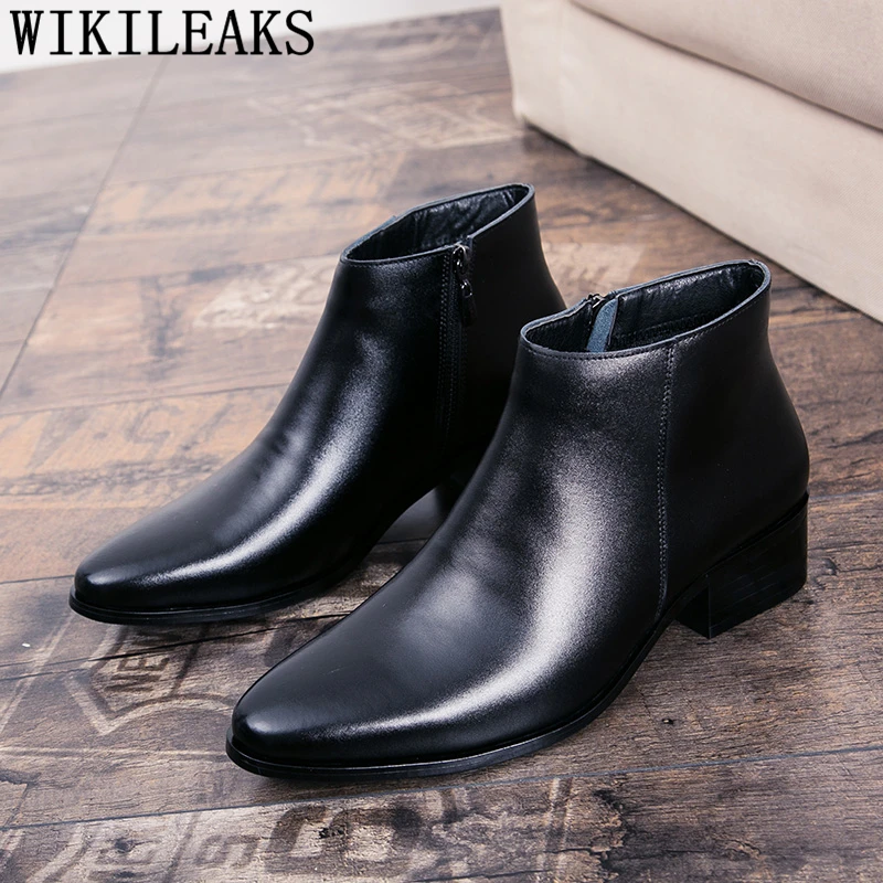 

Winter Shoes Men Boots Genuine Leather Italian Brand Black Boots For Men Coiffeur Ankle Boots Men Sapato Masculino Buty Meskie
