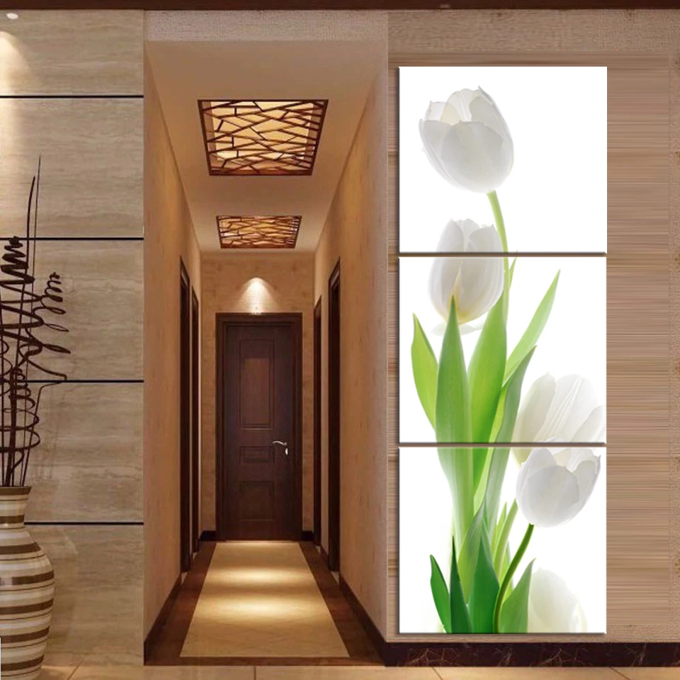 Triptych вертикальные тюльпаны плакат растений цветы модульные картины печать на