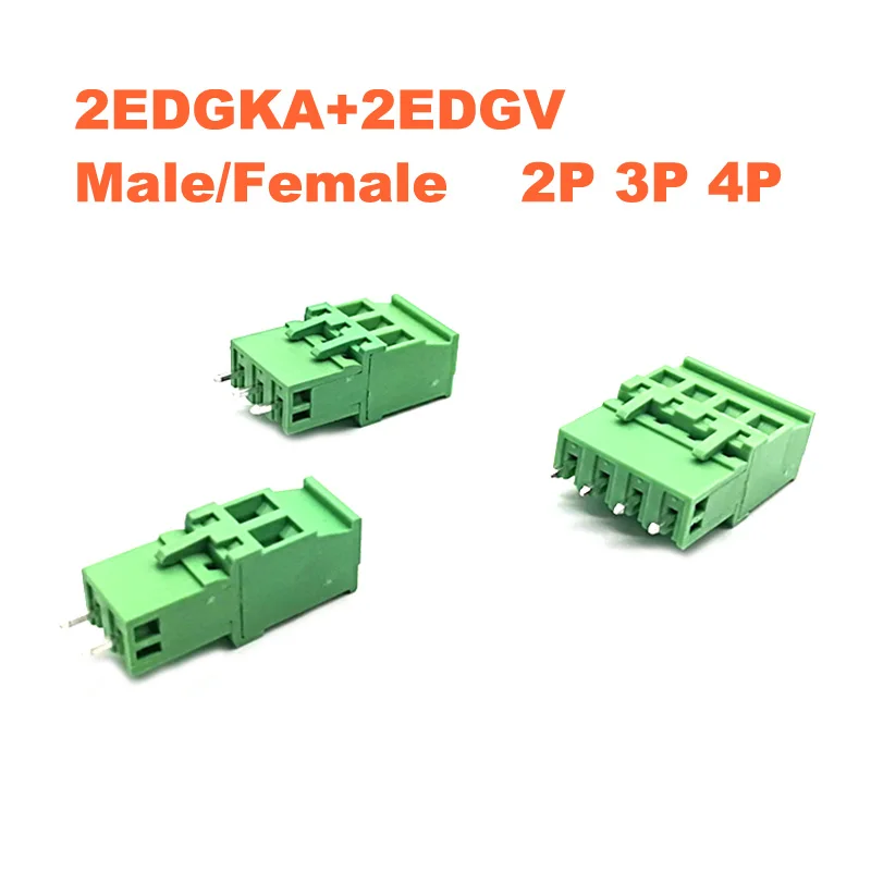20 комплектов шаг 5 08 мм 2P 3P 4P винтовой штекер PCB клеммная колодка 2EDGKA 2edgv прямой