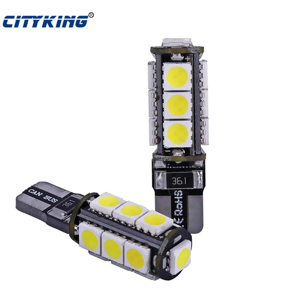 

Wholesale 20pcs/Lot Canbus led T10 13smd 5050 LED car Light t10 led Canbus W5W 194 5050 SMD Error Free White Light Bulbs