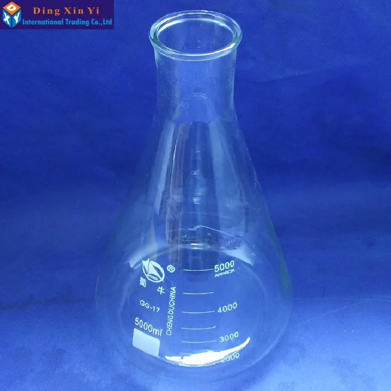 Ceny 5000ml Szklana Kolba Erlenmeyera 5000ml Szklana Kolba Stożkowa Zastosowanie Laboratoryjne 5000 Szklana Kolba Trójkątna BORO Glass, GG17