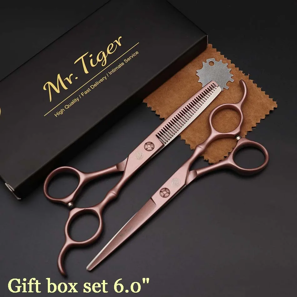 gift box set Япония Сталь 5,5 6,0 Профессиональный Парикмахерские ножницы набор ножниц для парикмахерской стрижки ножницы, ножницы стрижка - Цвет: gift box set