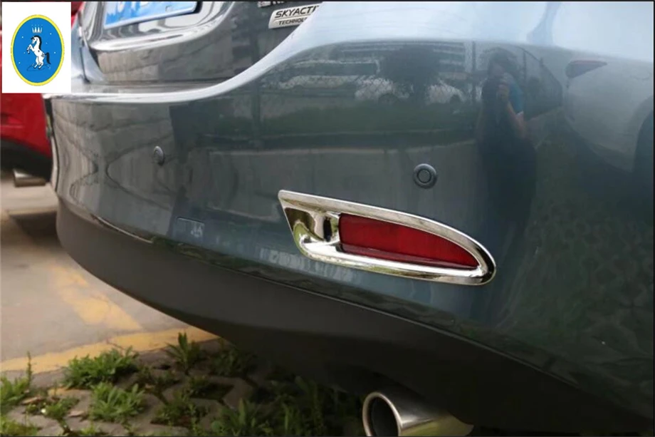 

Yimaautotrims Bright Accessories Side Rear Fog Light Lamp Protection Cover Trim 2 Pcs For Mazda 6 Sedan & Wagon 2016 2017