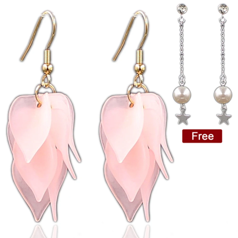 Kakee 316 Stainless Steel Earrings Plastic Flower Petal Tassel Drop Dangle Earring for Women Fashion Korean Wedding Jewelry | Украшения и
