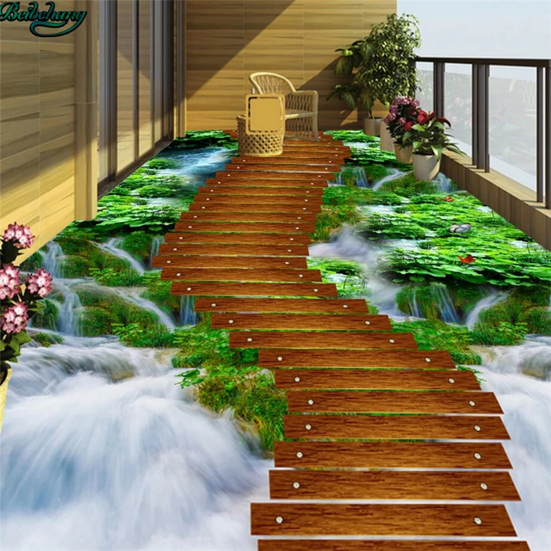 Большой размер на заказ травы для покрытия пола ручья деревянные трехмерные