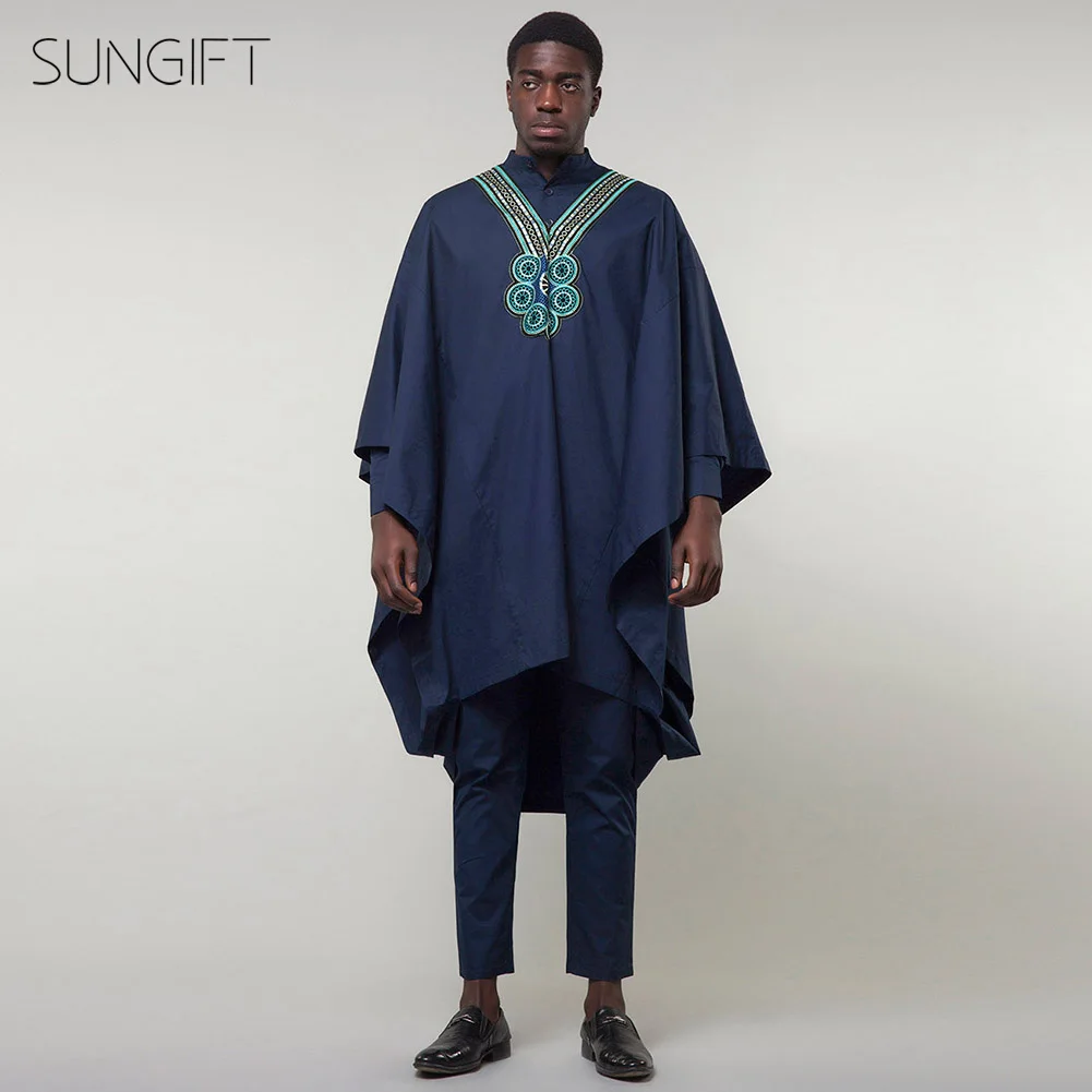 Мужской Топ с принтом Agbada брюки и рубашка из дышащего материала в стиле хип хоп 3