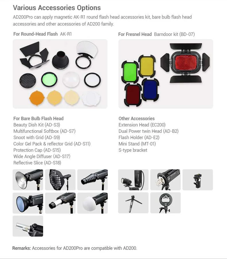 Godox AD200Pro ttl 1/8000 HSS со встроенным 2,4G беспроводным X системой наружный светильник вспышки с батареей 2900mAh Lithimu