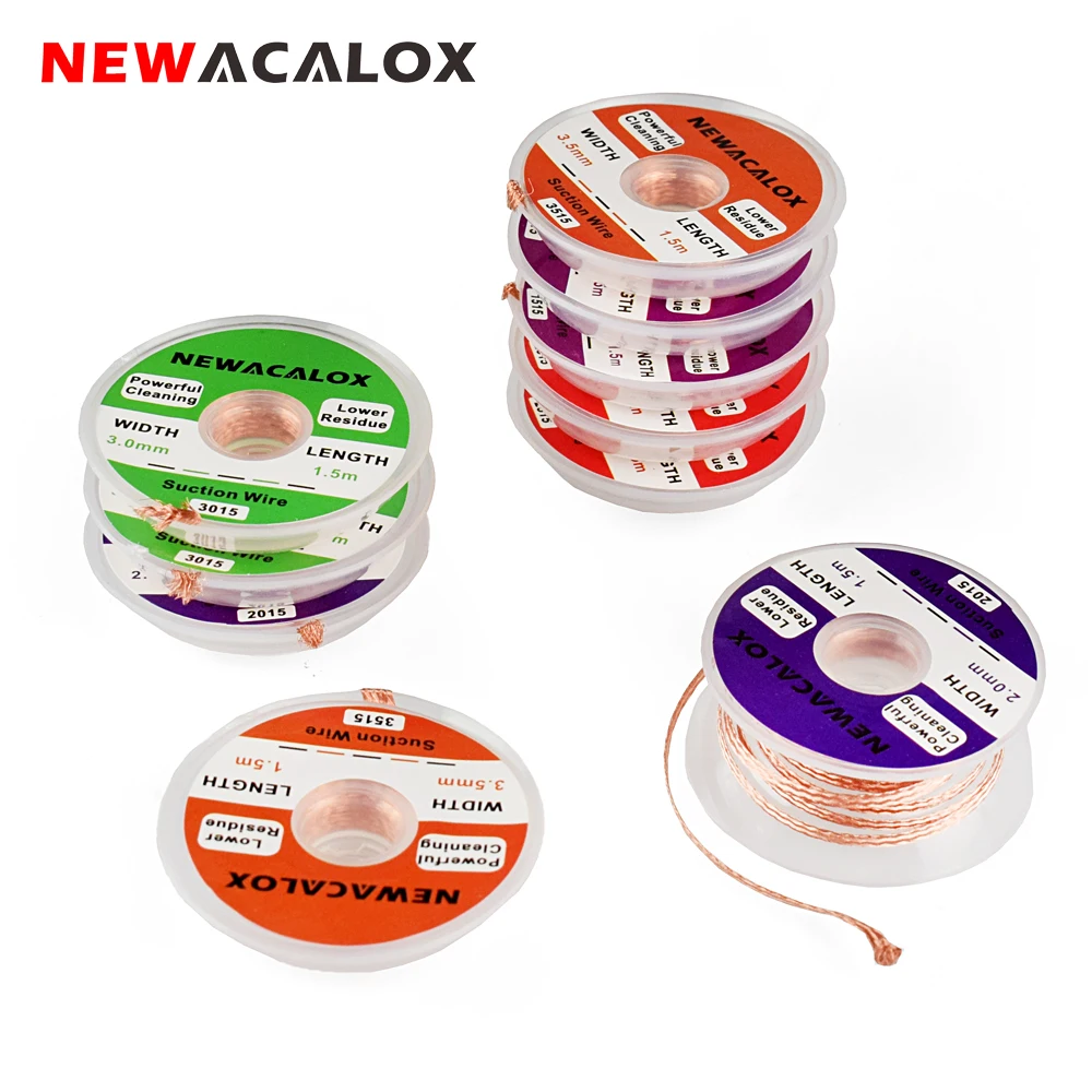 NEWACALOX припоя провода 1,5/2,0/2,5/3,0/3,5 мм Оловоотсос-припоя паяльной провод оплетки для печатные платы из олова удалить сварки инструмент газовой горелки