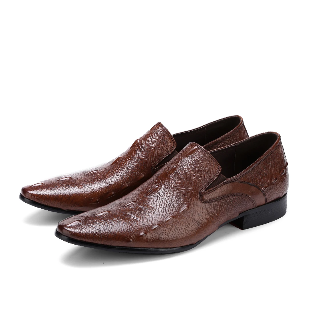 Men Genuine Leather Dress Shoes Oxfords Brogue Derby Cowhide Slip-on Pig Inner Pointed Toe Wedding Business 2019 | Обувь