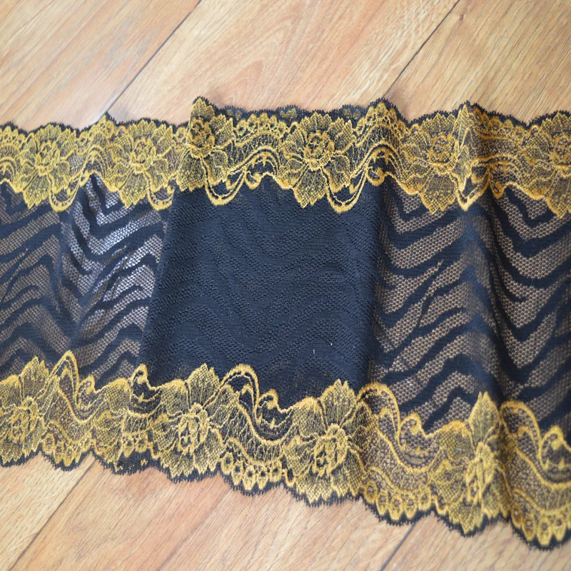 19 см 2 ярда/Лот желтый узор черная марля украшение для волос ручной работы широкая