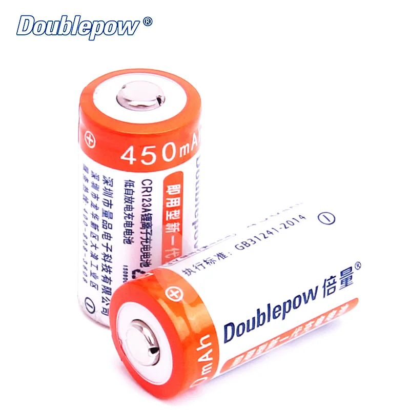 2 шт./лот Doublepow DP CR123A 450mAh 3V LiFePo4 Аккумуляторная батарея для бликов фонарик в