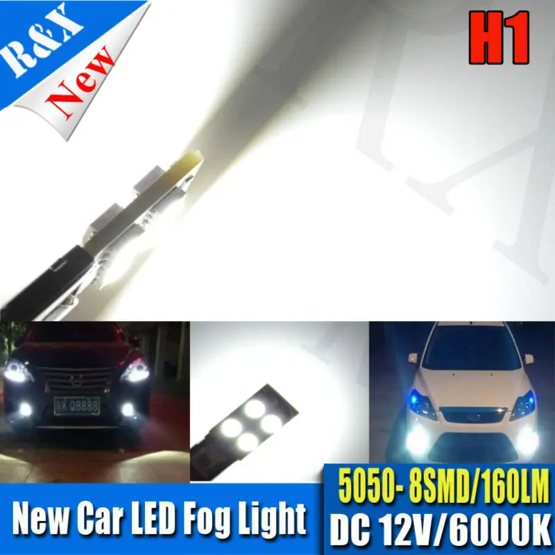 2x160lm H1 2W Высокая Мощность 5050 12SMD автомобильный Белый светодиодный противотуманный светильник Лампа 6000K DC 12V 1 пара автоматический светильник s