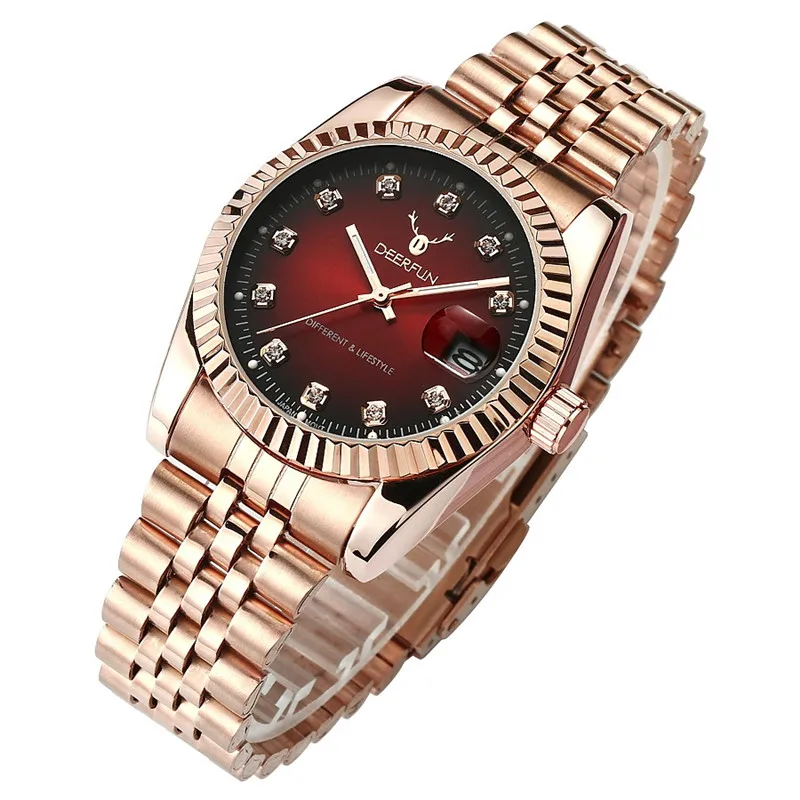 Роскошные Rolexable модные женские часы черные повседневные Кварцевые водонепроницаемые наручные часы розовое золото Reloj Mujer Часы