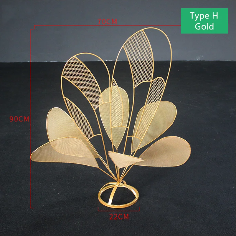 H gold Железная Цветочная подставка, ваза, свадебные реквизиты, кованый искусственный цветочный стол, Центральные элементы, дорога, цветочный шар, ваза, золото, белый цвет, 4 шт - Цвет: H gold