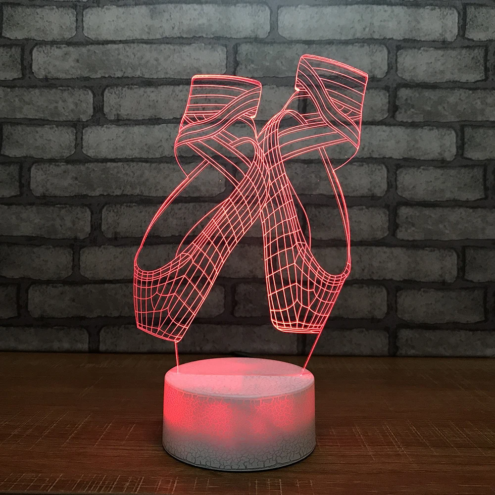 Интересный 3D светодиодный светильник 7 цветов меняющий цвет Usb балетная обувь