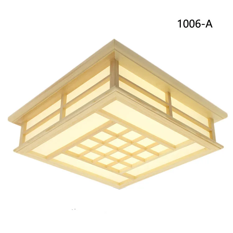 Lámpara LED ultrafina de estilo japonés para techo, luz de madera de Tatami, Pinus Sylvestris, Color Natural, cuadrícula de papel, accesorio de lámpara de techo
