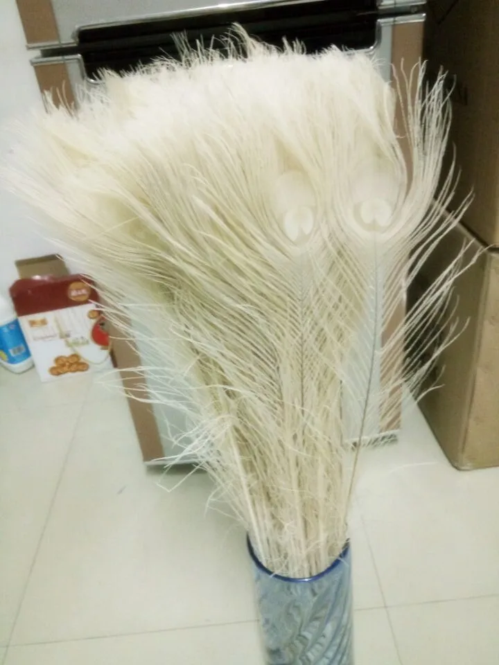 

Free shipping wholesale high quality 20pcs Rare natural white peacock feather 80-90cm / 32-36inch decorative diy