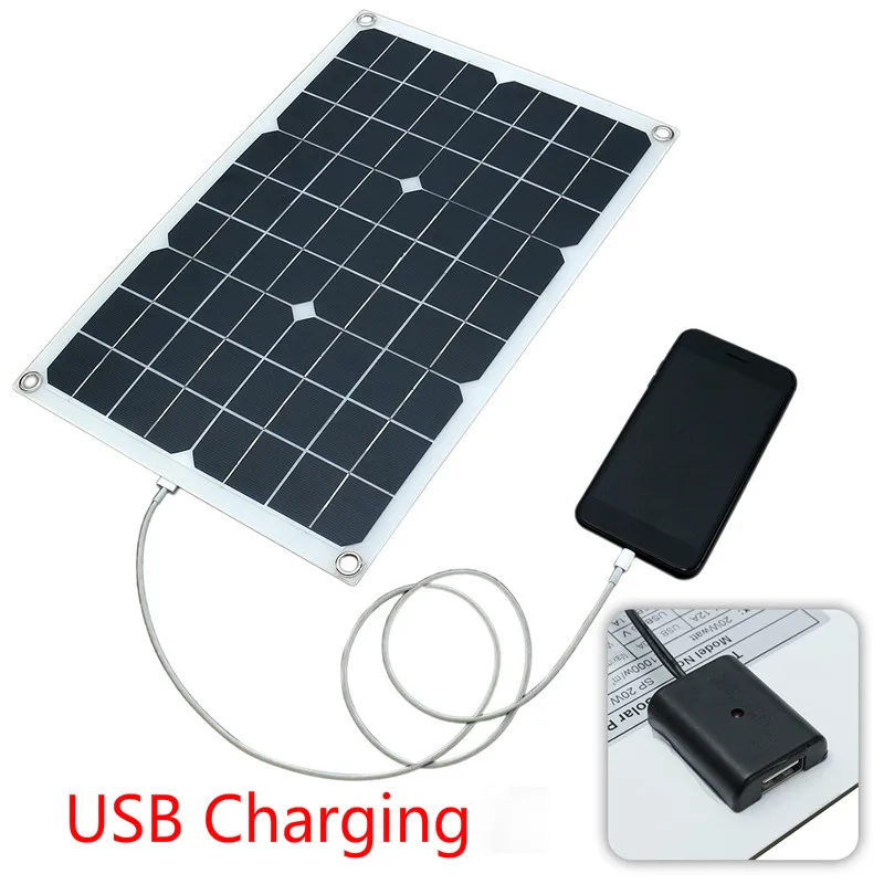 20 Вт 12 В/5 В Водонепроницаемый Панели солнечные USB монокристаллический автомобиля