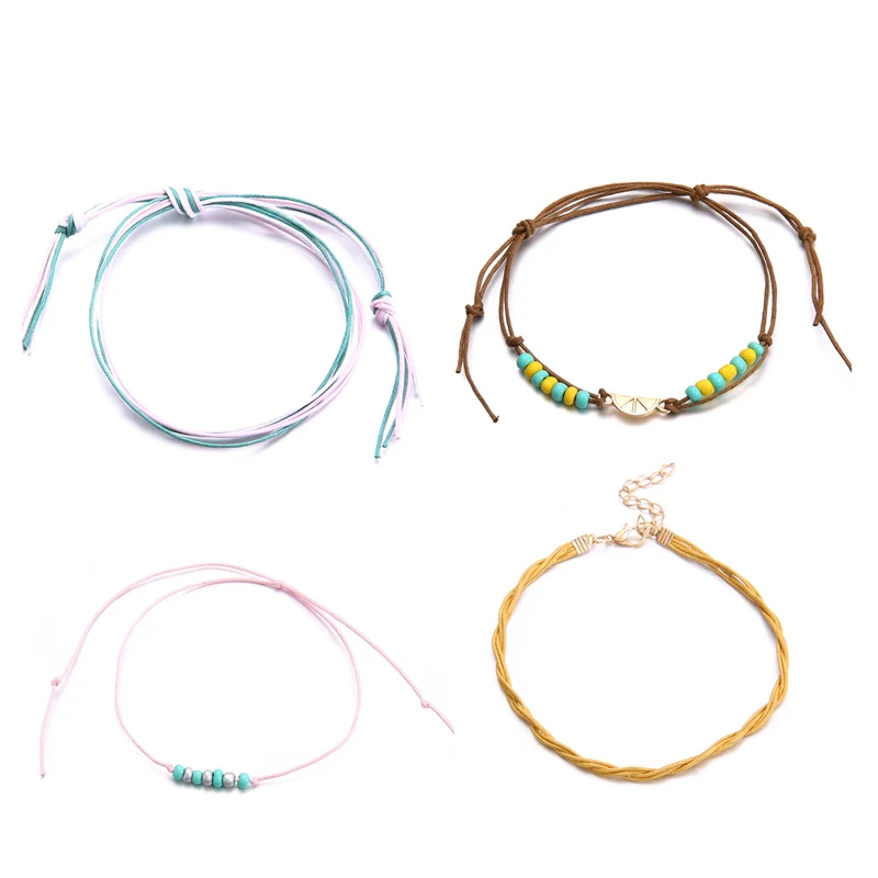 2019 винтажный лимонный браслет на лодыжке набор ручной работы богемный хлопок