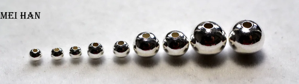 Meihan серебряные бусины 925 пробы круглые 2-10 мм DIY ювелирные изделия браслет ожерелье свободная фурнитура шарики горячая распродажа