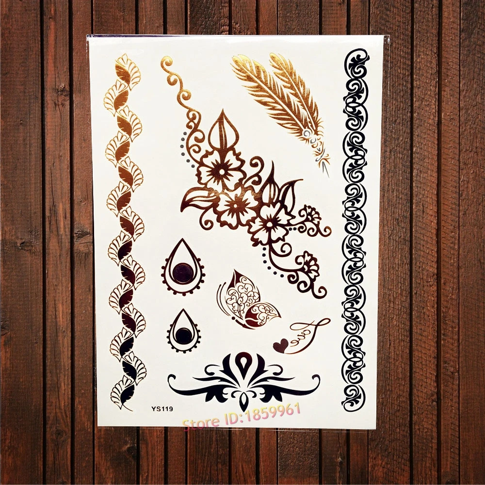 1 шт. сексуальный боди арт тату Цветок на руку перо браслет дизайн